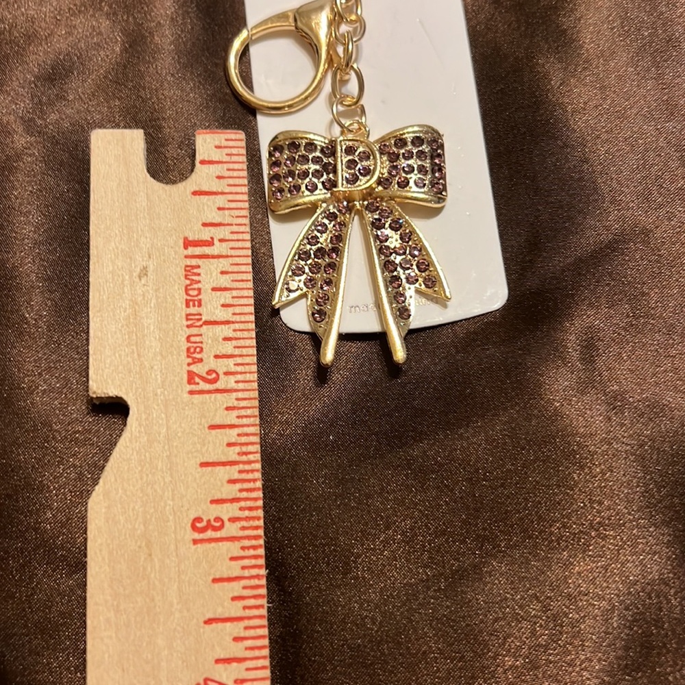 Mint Gold and Pink Rhinestone Bag charm and Key Holder - Picture 3 of 3